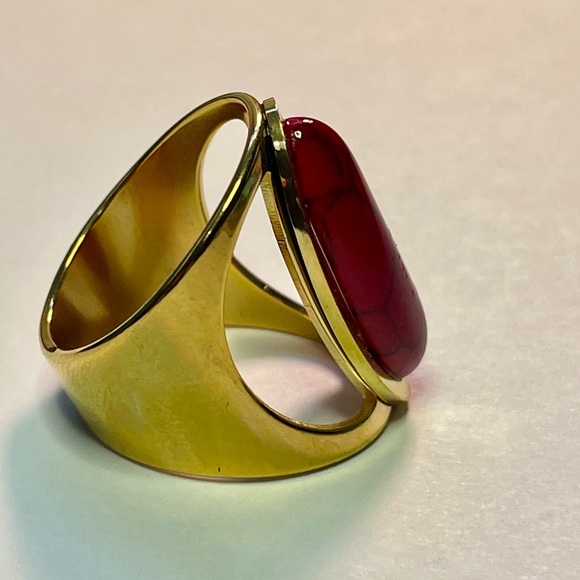 NWT Stainless Steel Gold enamel red Woman ring Size 8 - Picture 14 of 16